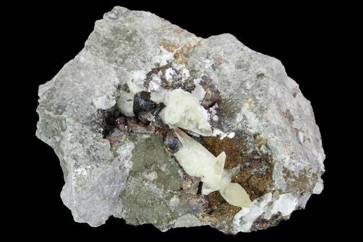 Calcite Crystals With Red Sphalerite & Marcasite - Missouri #96371